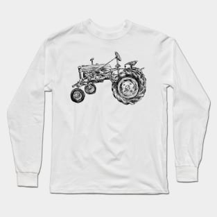 Antique Tractor Print Long Sleeve T-Shirt